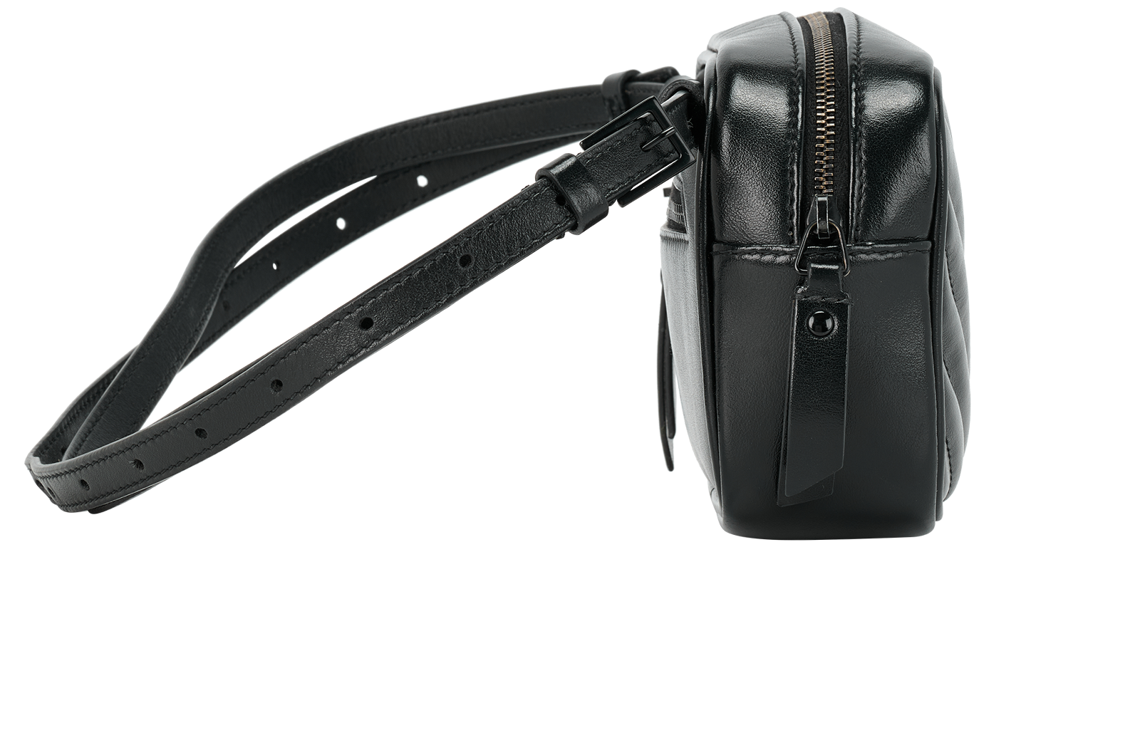 Lou Belt Bag, &pound;550, Handbags, Black, Leather, Side view